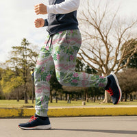 Monstera Tiare Plumeria Lei Pattern Jogger Pants Green Version