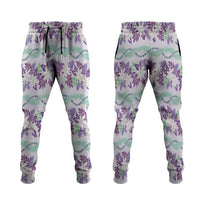 Monstera Tiare Plumeria Lei Pattern Jogger Pants Purple Version