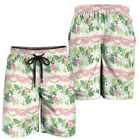 Monstera Tiare Plumeria Lei Pattern Shorts for Men Green Version