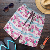 Monstera Tiare Plumeria Lei Pattern Shorts for Men Pink Version