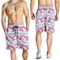 Monstera Tiare Plumeria Lei Pattern Shorts for Men Pink Version