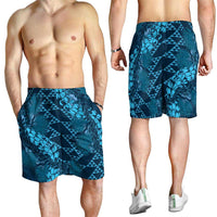 Naval Night Aloha Hawaii Shorts for Men Hawaiian Kakau Ohia Lehua Lei - Polynesian Pride