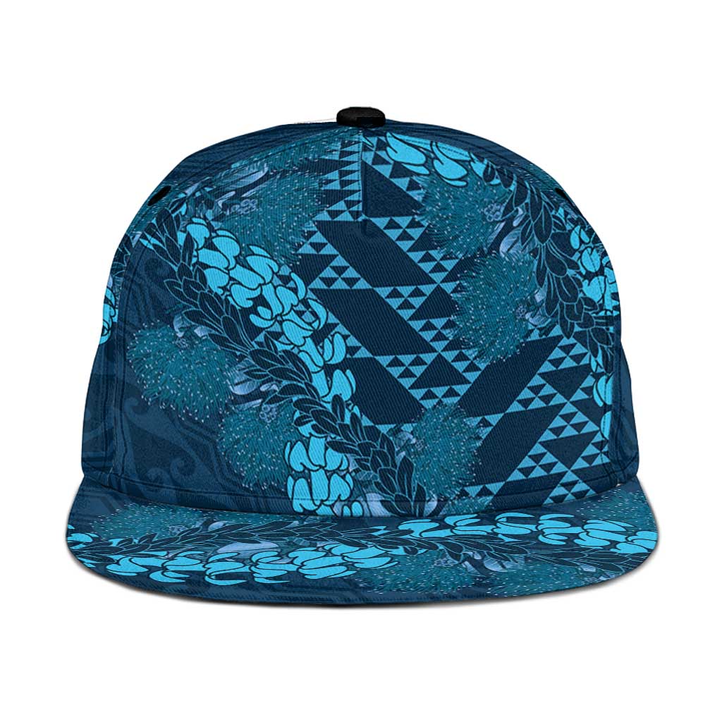 Naval Night Aloha Hawaii Snapback Cap Hawaiian Kakau Ohia Lehua Lei - Polynesian Pride