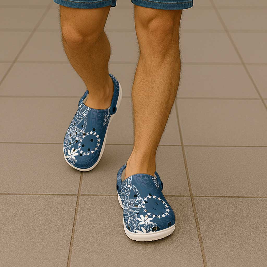 Navy Kuki Airani Tapakau Clogs Shoes Tribal Anchor Mix Tiare