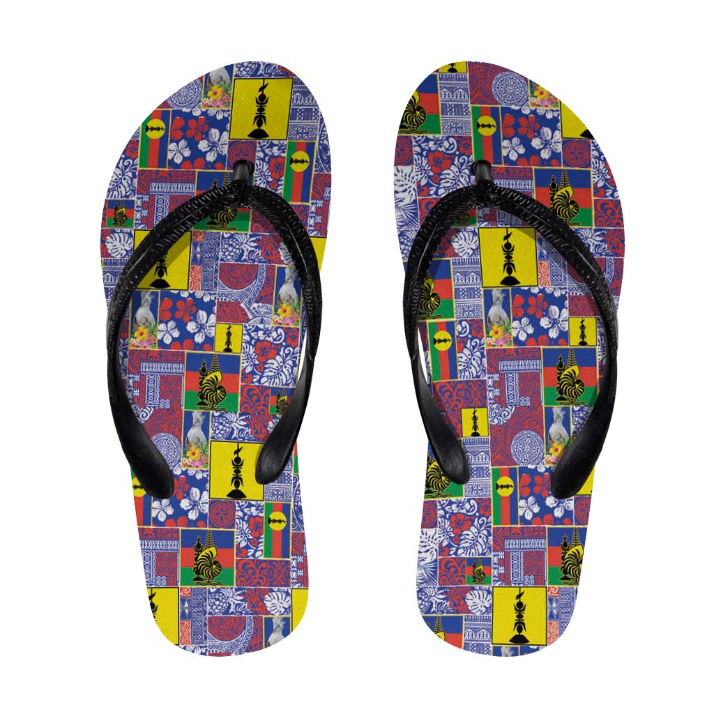 New Caledonia Joyeux Noel Flip Flops Pacific Patchwork Xmas Vibes - Polynesian Pride