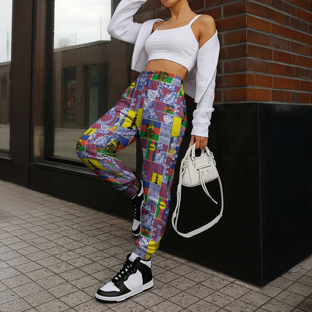 New Caledonia Joyeux Noel Jogger Pants Pacific Patchwork Xmas Vibes - Polynesian Pride