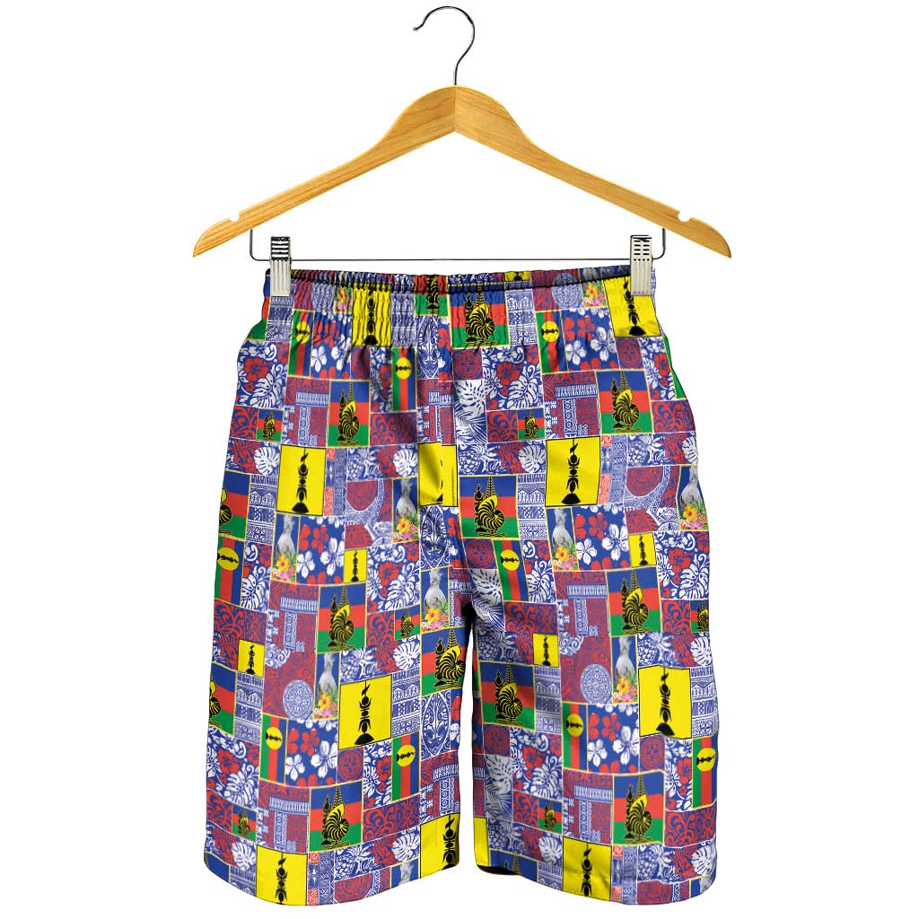 New Caledonia Joyeux Noel Shorts for Men Pacific Patchwork Xmas Vibes - Polynesian Pride