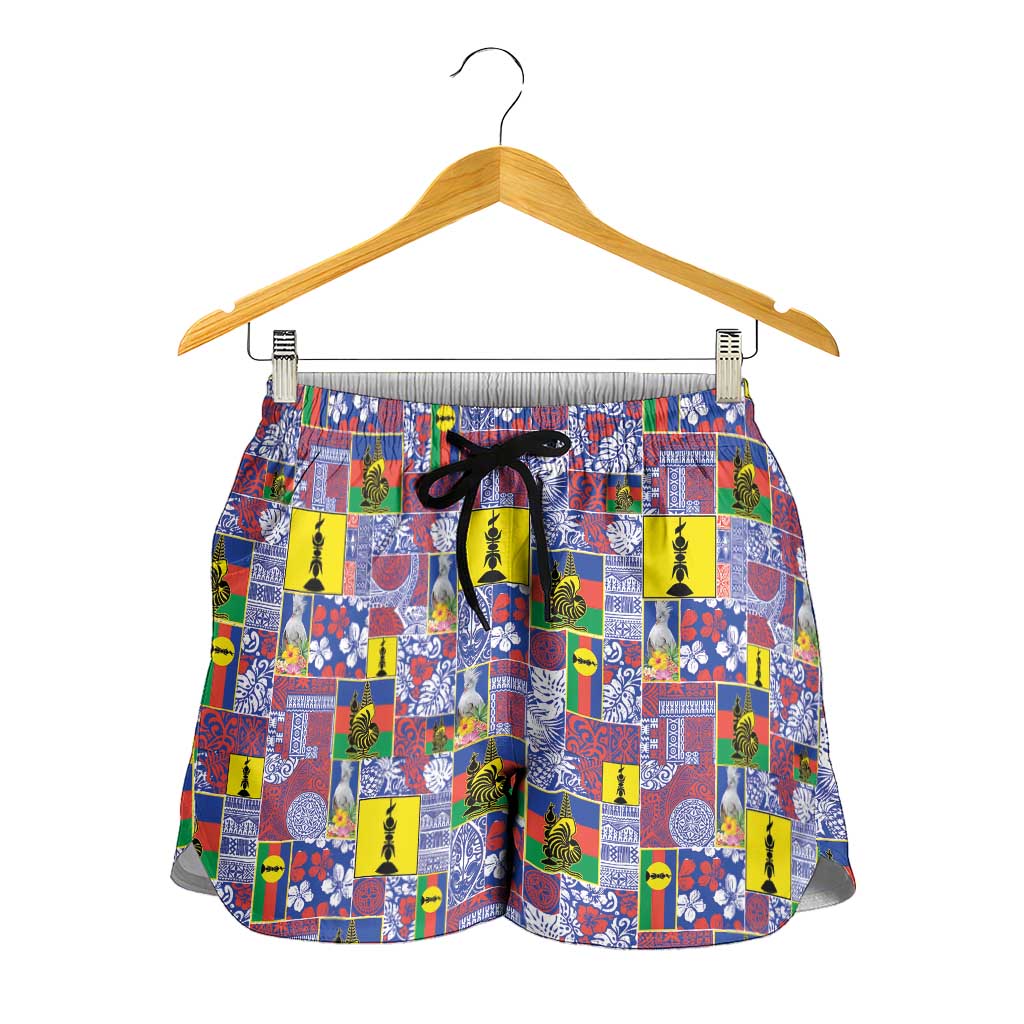 New Caledonia Joyeux Noel Shorts for Women Pacific Patchwork Xmas Vibes - Polynesian Pride