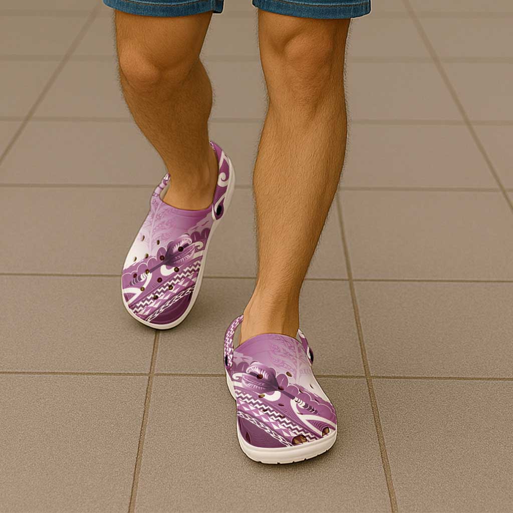 New Zealand Aotearoa Darts Masters Clogs Shoes Maori Art Tattoo with Tribal Dart Symbol Pink - Polynesian Pride