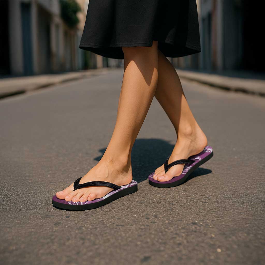 New Zealand Aotearoa Darts Masters Flip Flops Maori Art Tattoo with Tribal Dart Symbol Pink - Polynesian Pride