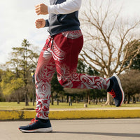 New Zealand Aotearoa Darts Masters Jogger Pants Maori Art Tattoo with Tribal Dart Symbol Red - Polynesian Pride