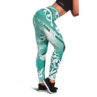 New Zealand Aotearoa Darts Masters Leggings Maori Art Tattoo with Tribal Dart Symbol Teal Color - Polynesian Pride
