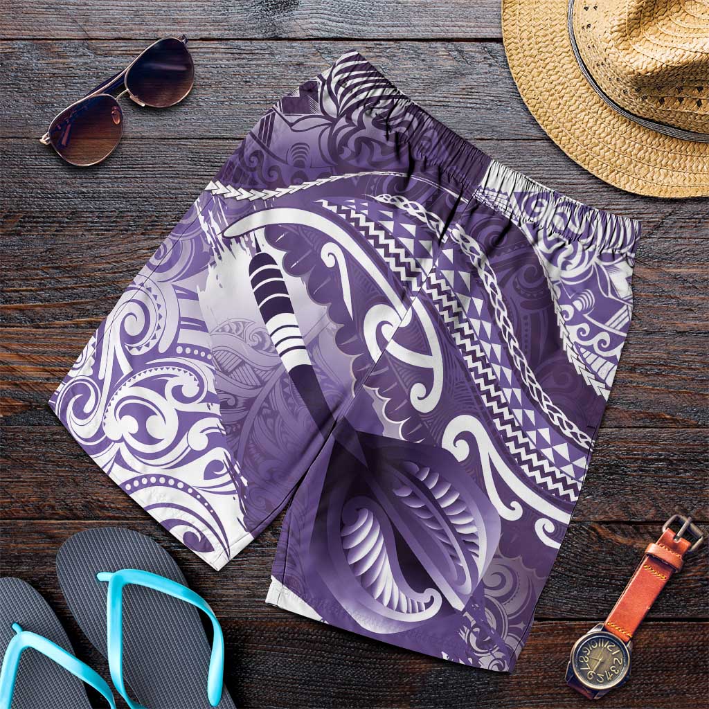 New Zealand Aotearoa Darts Masters Shorts for Men Maori Art Tattoo with Tribal Dart Symbol Purple - Polynesian Pride