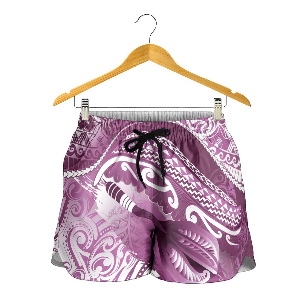 New Zealand Aotearoa Darts Masters Shorts for Women Maori Art Tattoo with Tribal Dart Symbol Pink - Polynesian Pride