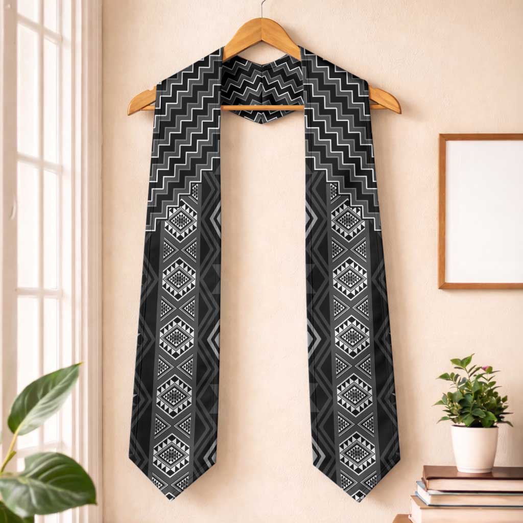 New Zealand Aotearoa Graduation Stole Black Poutama With Taniko Pattern