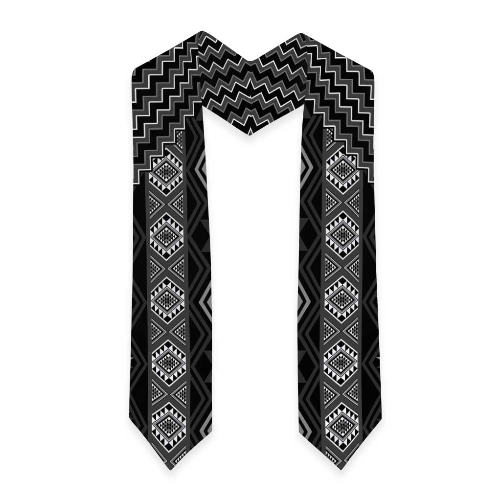 New Zealand Aotearoa Graduation Stole Black Poutama With Taniko Pattern