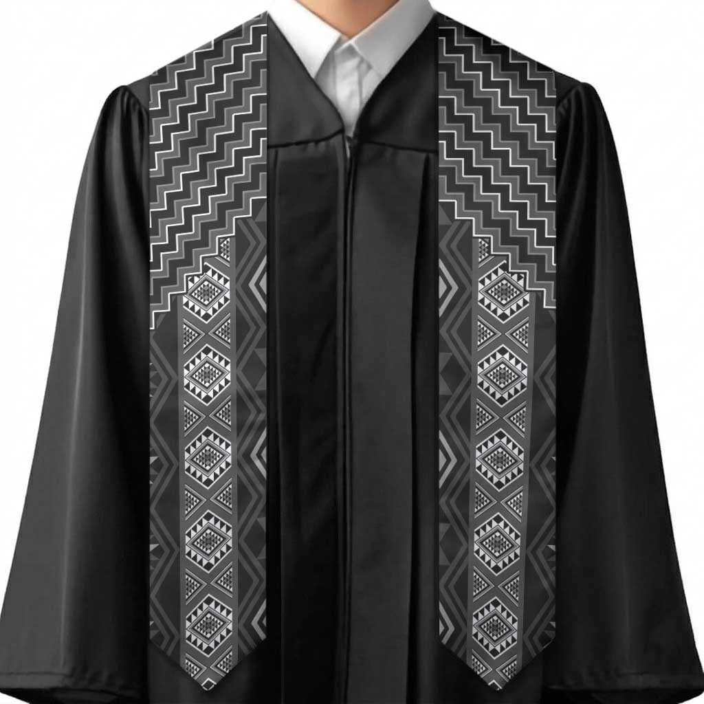 New Zealand Aotearoa Graduation Stole Black Poutama With Taniko Pattern