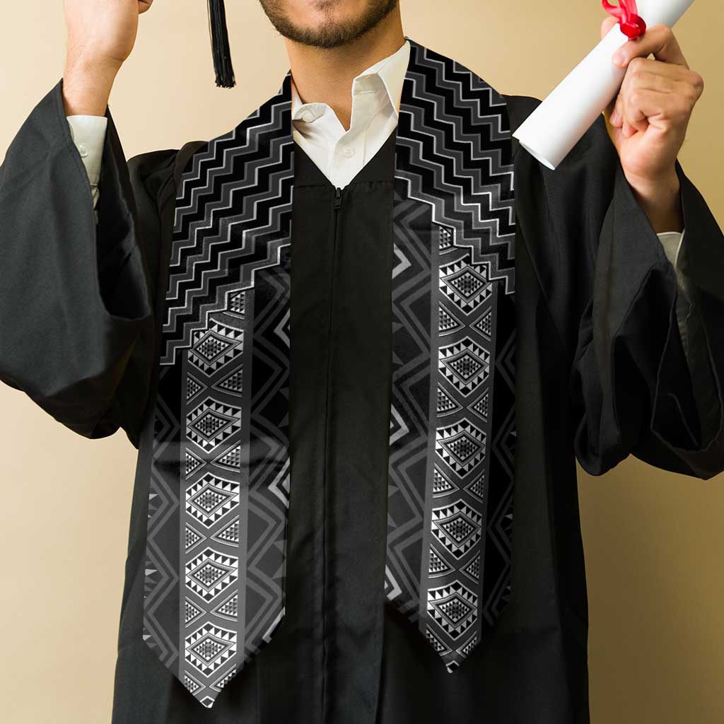 New Zealand Aotearoa Graduation Stole Black Poutama With Taniko Pattern