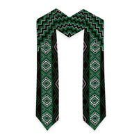 New Zealand Aotearoa Graduation Stole Green Poutama With Taniko Pattern