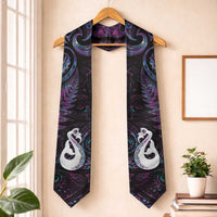 New Zealand Aotearoa Graduation Stole Maori Manaia Paua Shell Glitter Purple
