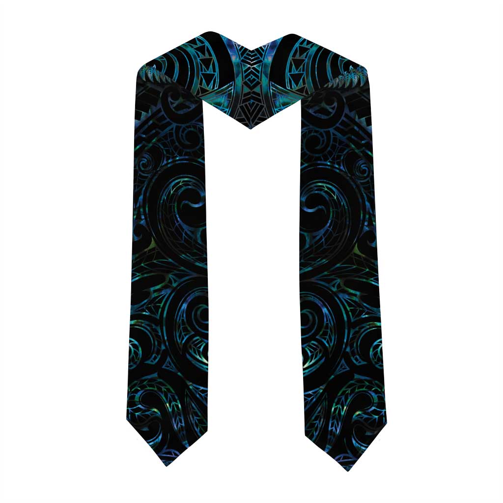New Zealand Aotearoa Graduation Stole Maori Manaia Paua Shell Glitter Turquoise