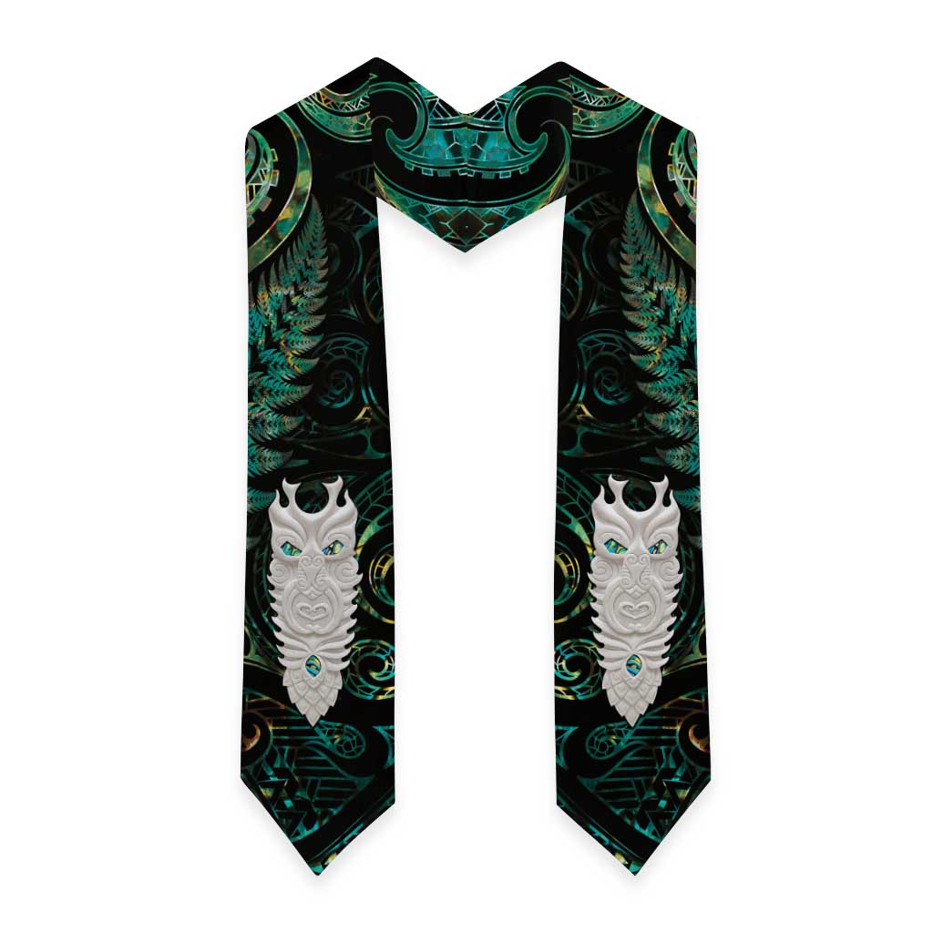 New Zealand Aotearoa Graduation Stole Maori Tane Te Waiora Paua Shell Glitter Green