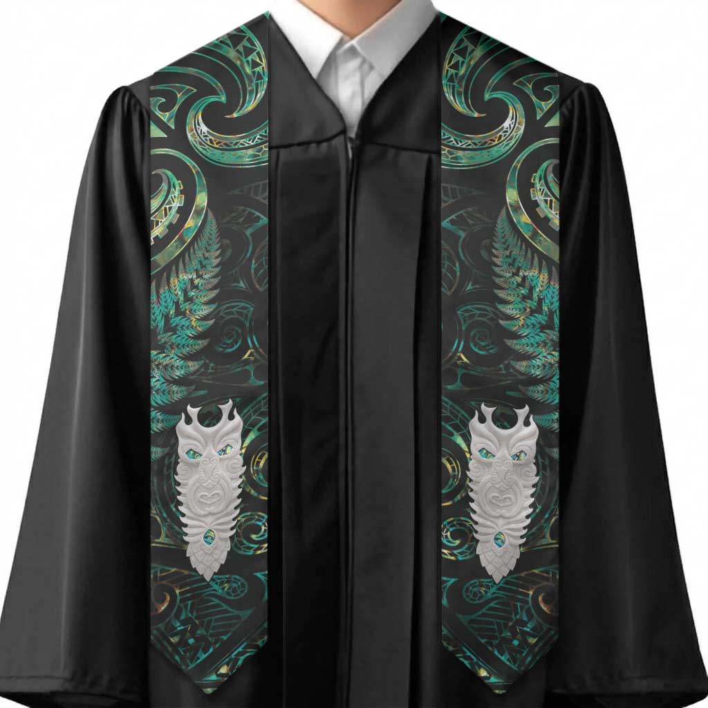 New Zealand Aotearoa Graduation Stole Maori Tane Te Waiora Paua Shell Glitter Green