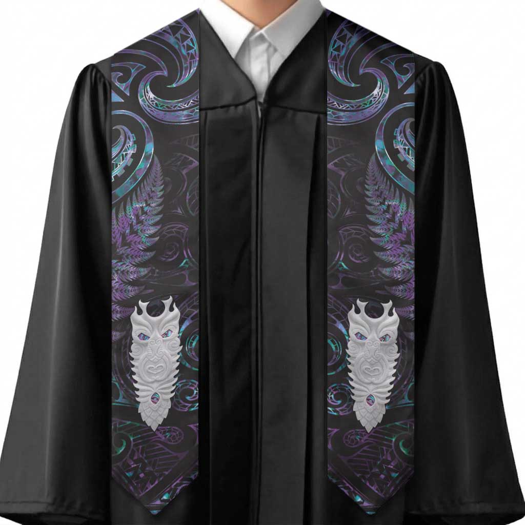 New Zealand Aotearoa Graduation Stole Maori Tane Te Waiora Paua Shell Glitter Purple