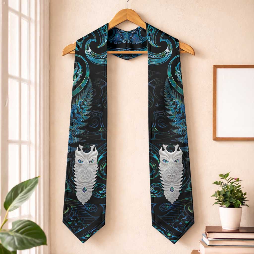 New Zealand Aotearoa Graduation Stole Maori Tane Te Waiora Paua Shell Glitter Turquoise