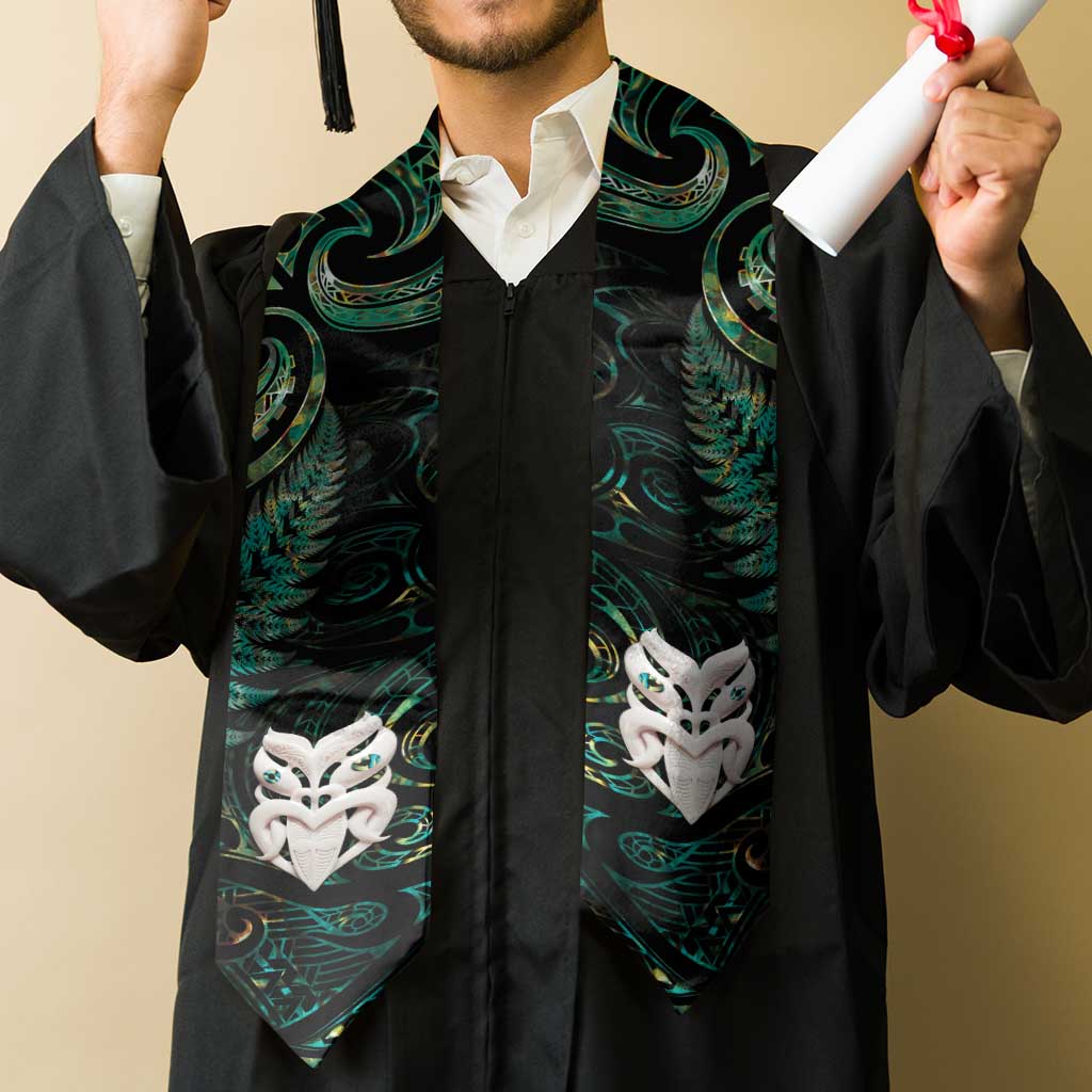 New Zealand Aotearoa Graduation Stole Maori Wheku Paua Shell Glitter Green