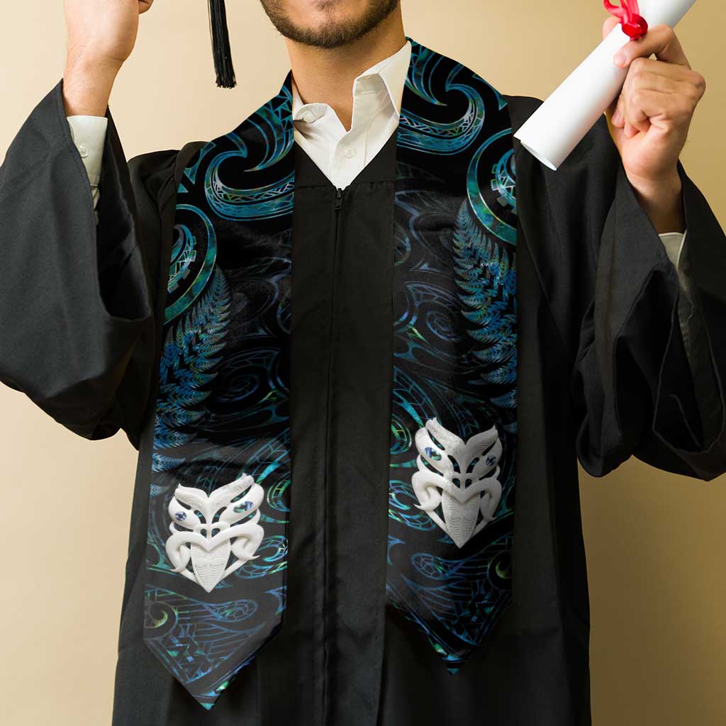 New Zealand Aotearoa Graduation Stole Maori Wheku Paua Shell Glitter Turquoise