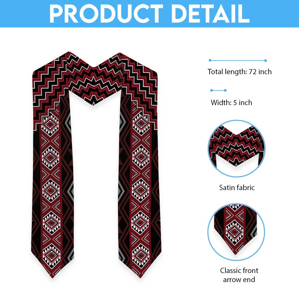 New Zealand Aotearoa Graduation Stole Red Poutama With Taniko Pattern