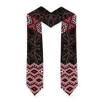 New Zealand Aotearoa Graduation Stole Red Taniko Art Maori Pattern