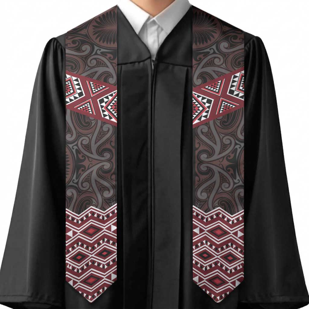 New Zealand Aotearoa Graduation Stole Red Taniko Art Maori Pattern