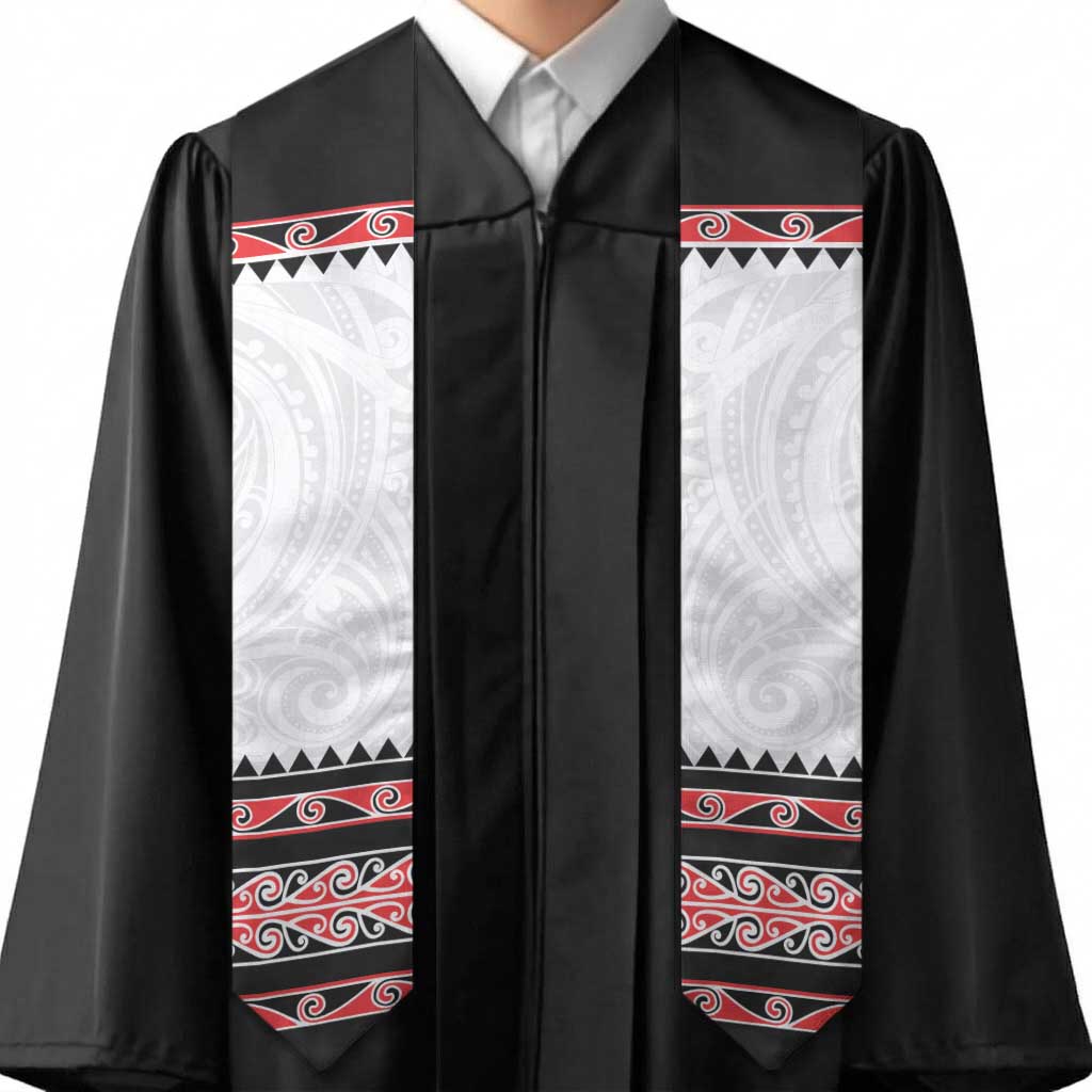 New Zealand Aotearoa Graduation Stole With Kowhaiwhai Pattern Red Version