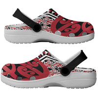 New Zealand Clogs Shoes Aotearoa Kowhaiwhai Mix Taniko Art - Red