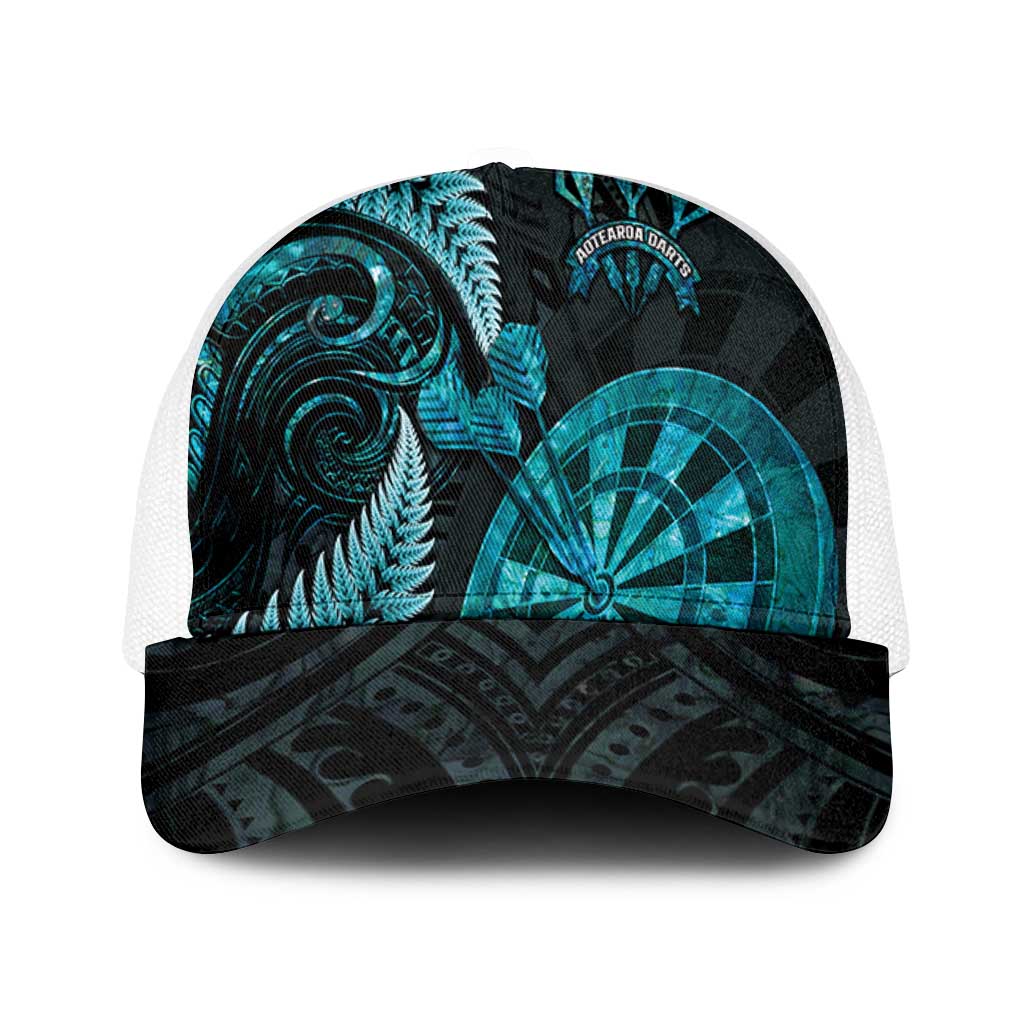 New Zealand Darts Baseball Net Cap Happiness Is A Tight Threesome Maori Paua Shell - Polynesian Pride