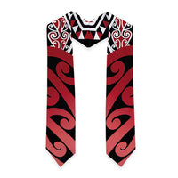 New Zealand Graduation Stole Aotearoa Kowhaiwhai Mix Taniko Art - Red