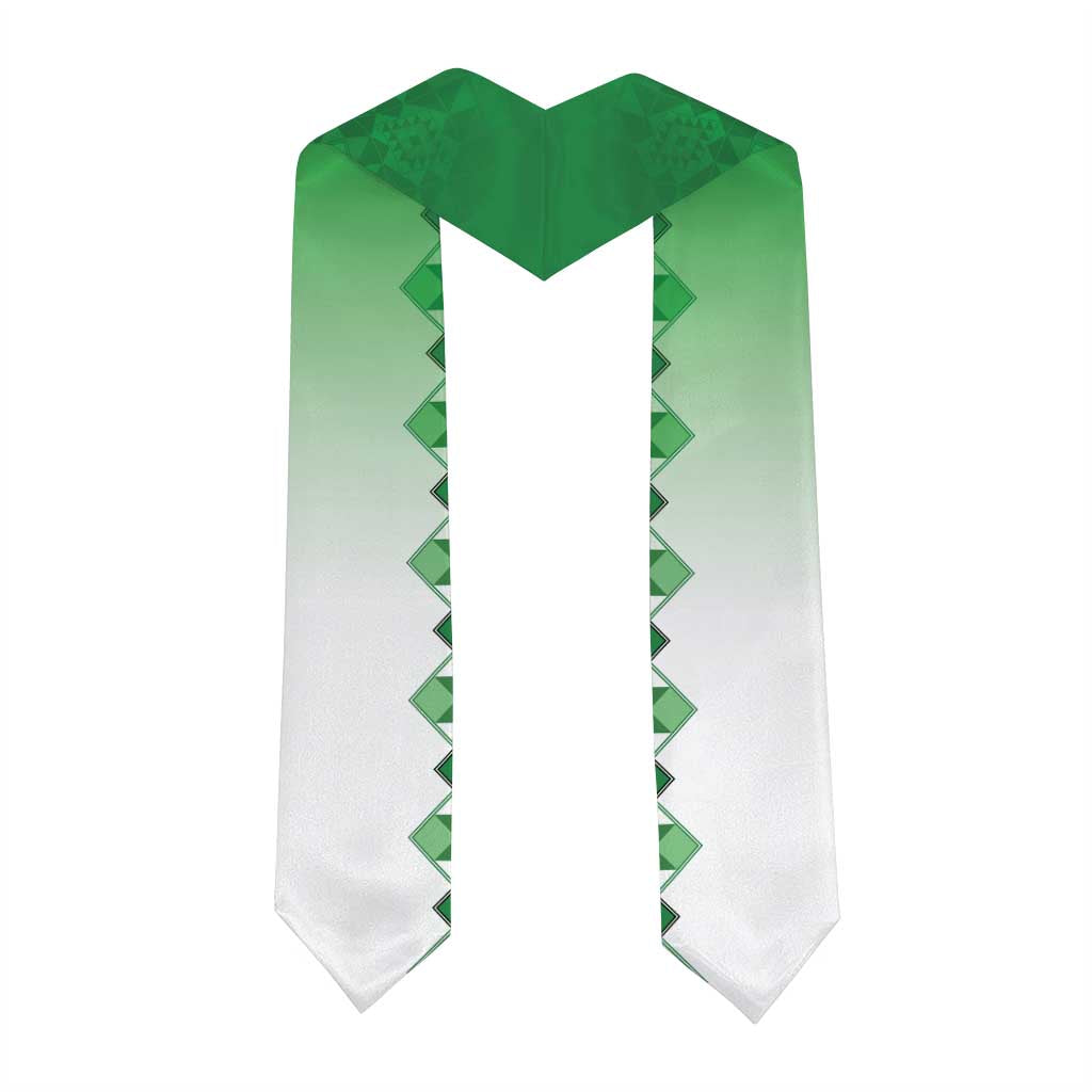New Zealand Graduation Stole Poutama Mix Green Taniko Inspired Art