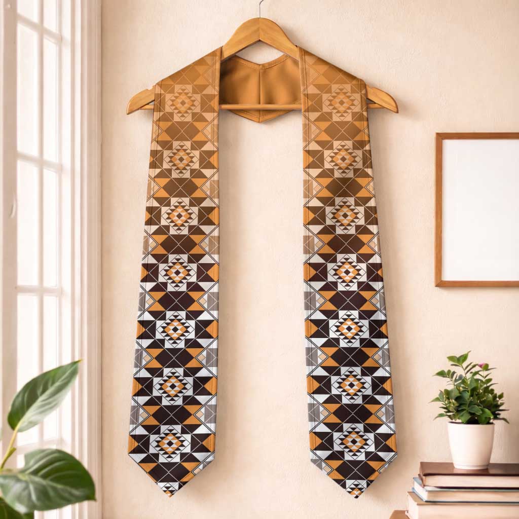 New Zealand Graduation Stole Poutama Mix Orange Taniko Inspired Art