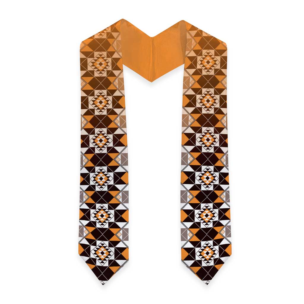 New Zealand Graduation Stole Poutama Mix Orange Taniko Inspired Art