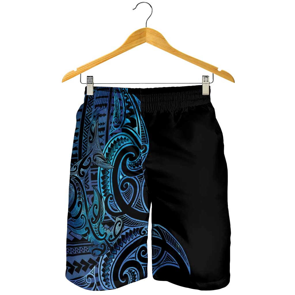 New Zealand Hammerhead Shark Shorts for Men Maori Haehae Mangopare Galaxy - Polynesian Pride