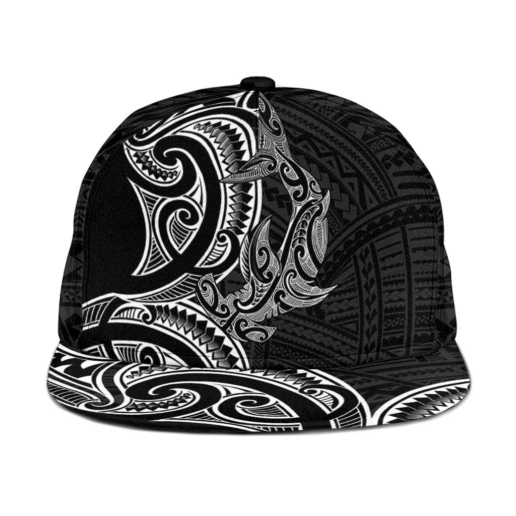New Zealand Hammerhead Shark Snapback Cap Maori Haehae Mangopare Black - Polynesian Pride
