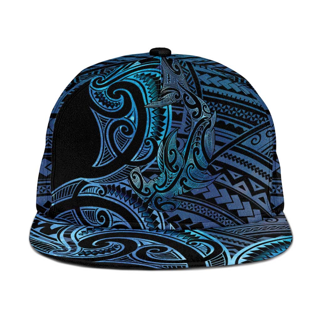 New Zealand Hammerhead Shark Snapback Cap Maori Haehae Mangopare Galaxy - Polynesian Pride