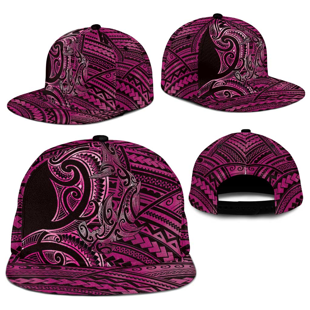 New Zealand Hammerhead Shark Snapback Cap Maori Haehae Mangopare Pink - Polynesian Pride