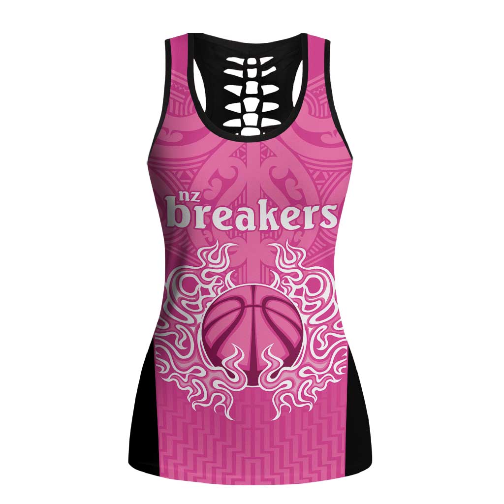New Zealand Hollow Tank Top Fire Basketball Maori Tribal Pink - Polynesian Pride