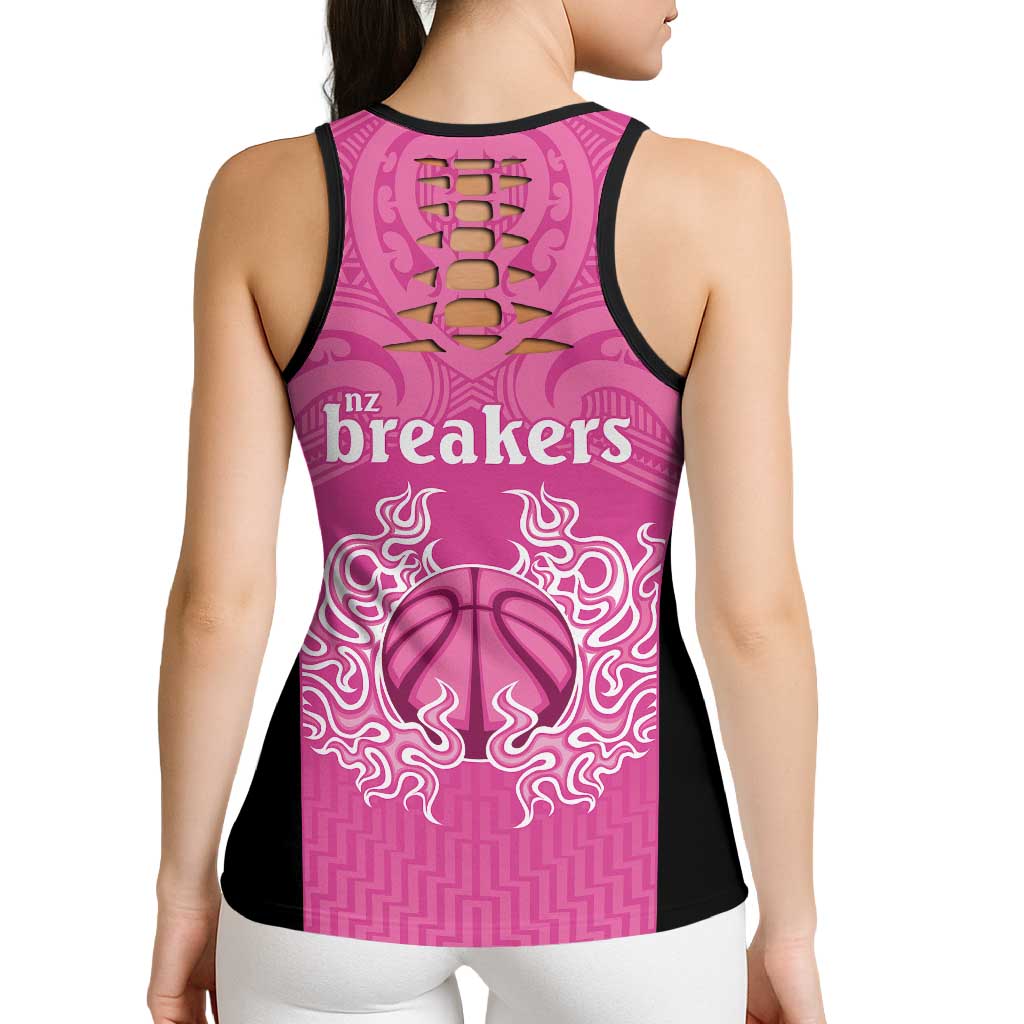 New Zealand Hollow Tank Top Fire Basketball Maori Tribal Pink - Polynesian Pride