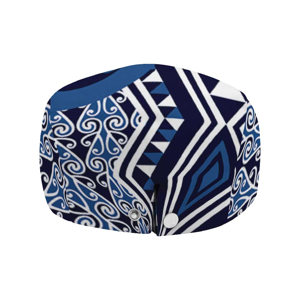 New Zealand Jeff Hat Aotearoa Kowhaiwhai Mix Taniko Art - Blue