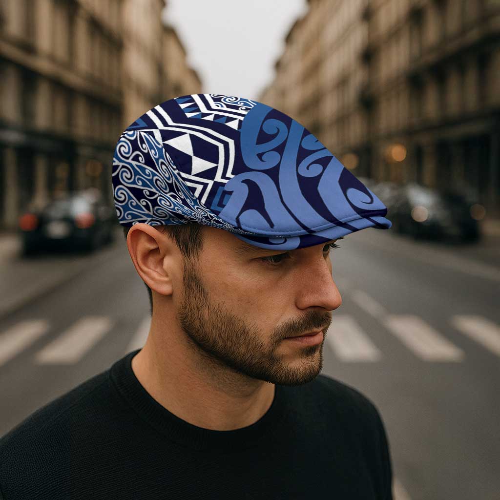 New Zealand Jeff Hat Aotearoa Kowhaiwhai Mix Taniko Art - Blue