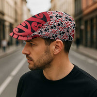 New Zealand Jeff Hat Aotearoa Kowhaiwhai Mix Taniko Art - Red